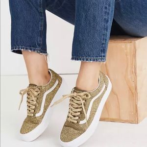 Madewell x Van’s Old Skool Gold Glittery sneakers size 8.5 (7.0 mens)